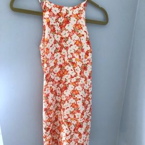 Dynamite Mini Orange Floral Slip Dress-Open Back